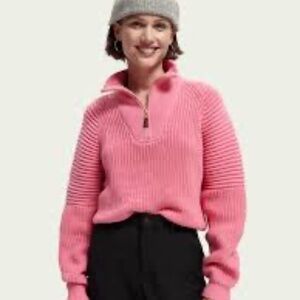 Scotch & Soda Pink Relaxed Half-Zip Knit Sweater Women's Size S